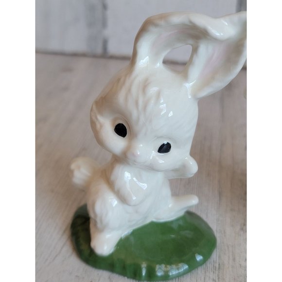 Ceramic Easter Bunny mini rabbit couple bird flower set - Picture 5 of 10